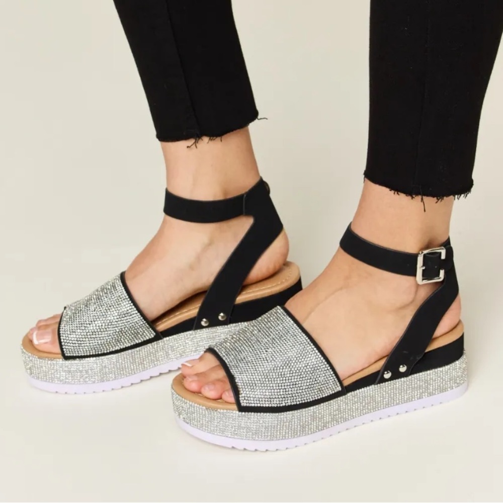 Sparkly Buckle Heeled Sandals